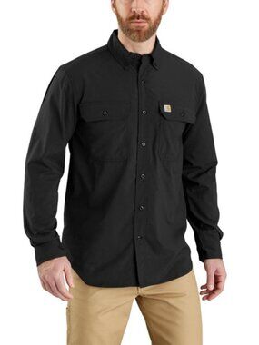 Carhartt Black 4XL Relaxed Fit Long Sleeved Button Up Shirt